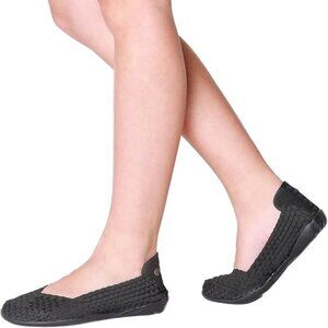 Bernie Mev Catwalk Black slip on Ballet Flat Shoes Woven Size 41 9 NWOT